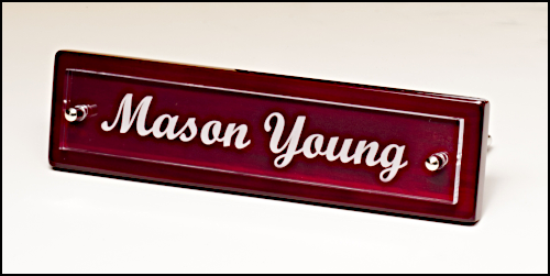 Rosewood-Finish Nameplate.