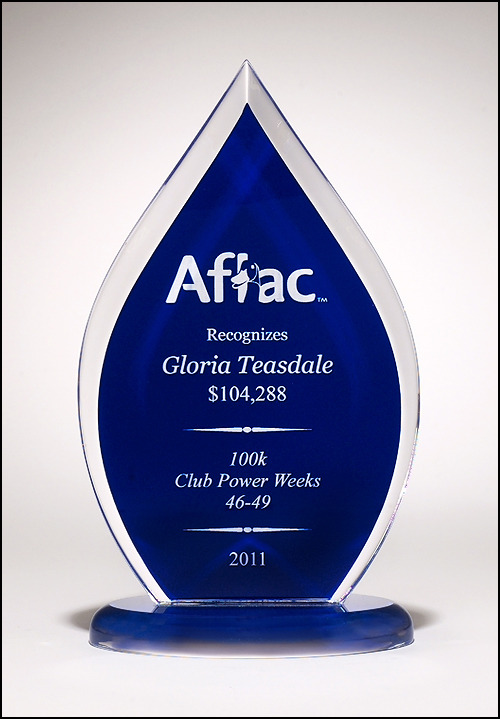 Acrylic Award with Blue Silk Screened Back.