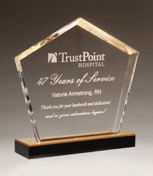 Acrylic Award with Gold Accent and Base.