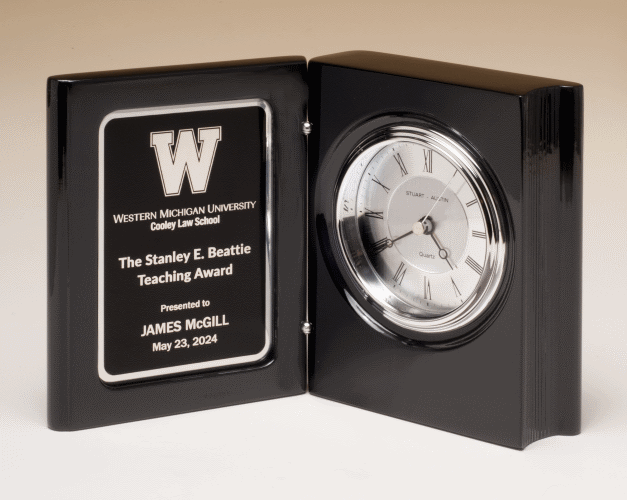 Black Piano-Finish Book Clock.