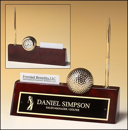 Nameplate with Pen and Business Card Holder.