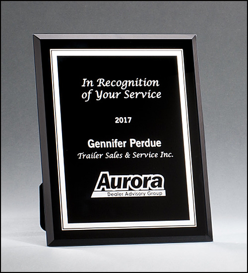 Black Glass with Silver Border.