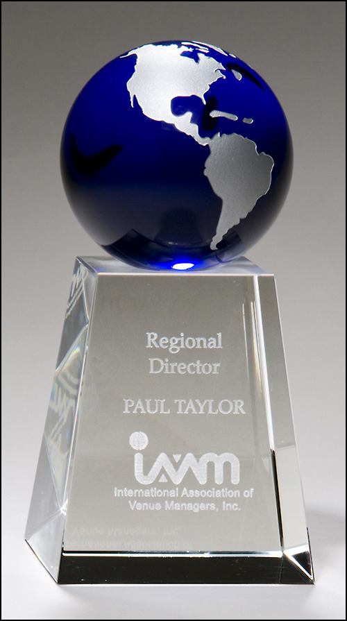 Crystal Trophy with Blue Globe.
