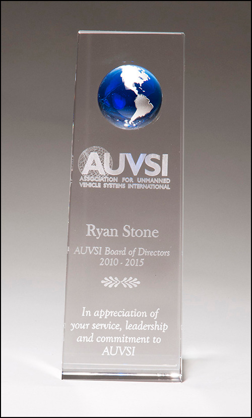 Crystal Trophy with Blue Globe.