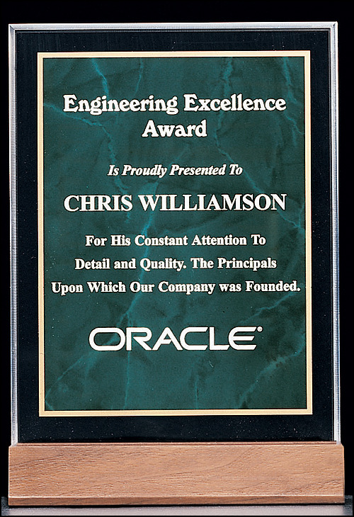 Acrylic Award with an Emerald Marble Center.