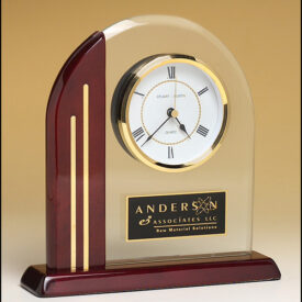 Arch Clock with Rosewood Piano-Finish Base.