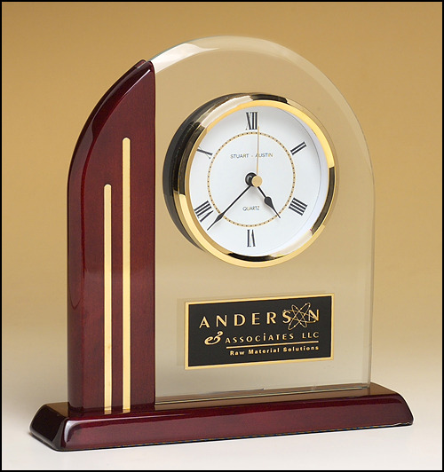 Arch Clock with Rosewood Piano-Finish Base.