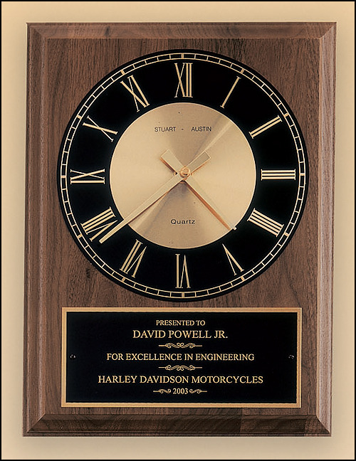 Walnut Wall Clock with Round Face.
