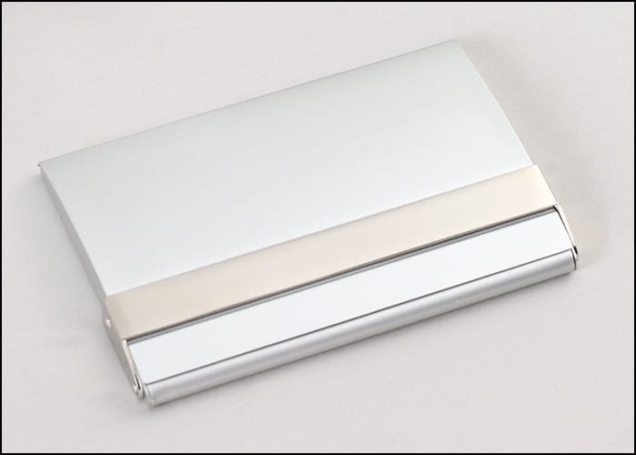 Matte Silver Business Card Case.