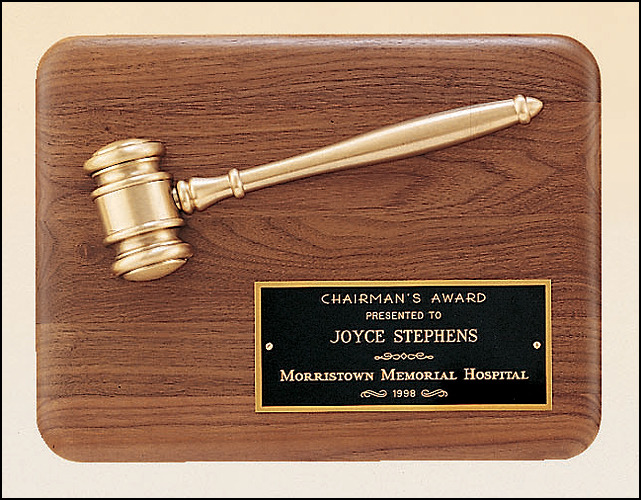 Antique Bronze Gavel Plaque.