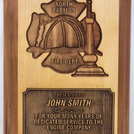 akMaltTR - 3D Oak Maltese, Trumpet, and Helmet Oak Plaque.