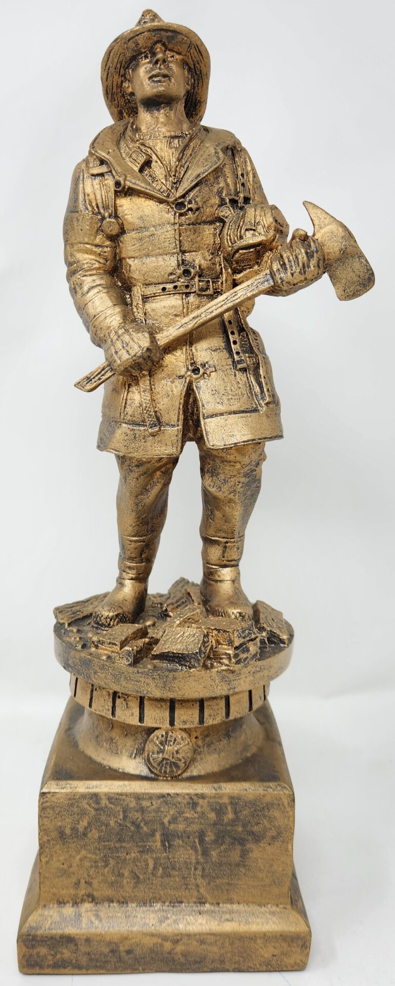 129 - Modern Firefighter Antique Gold Tribute.