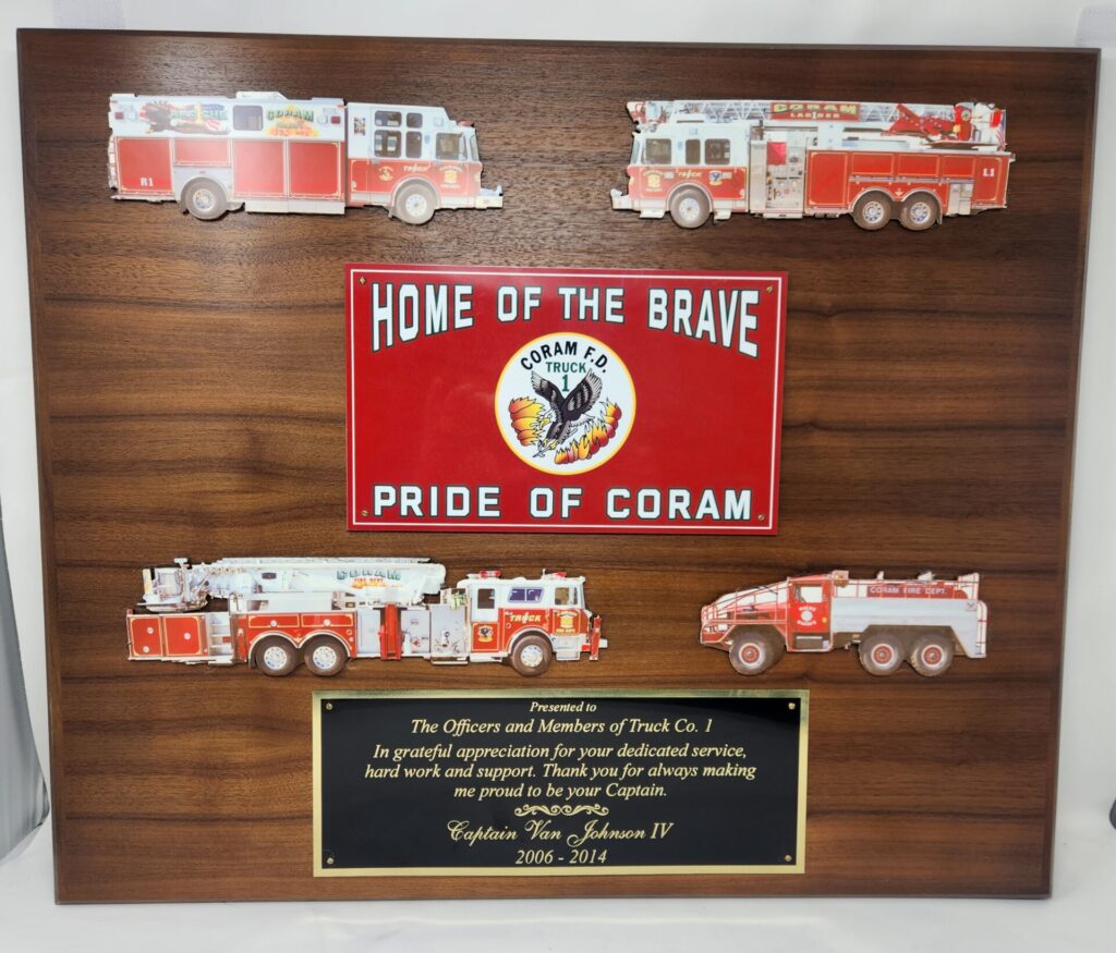 Sublimated Cut Outs and Logo Plaque.