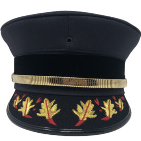 03-NVGF - Navy Blue Bell Cap with Flame Trim.