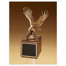 Antique Bronze Eagle Casting on Walnut Base with Black Brass Plate.