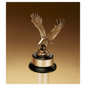 Antique Bronze Eagle Casting on Black Piano Finish Base with Gold Plate.