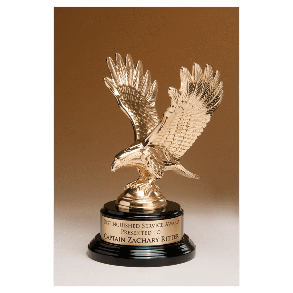 Gold Finish Metal Eagle on Black Piano Finish Base.