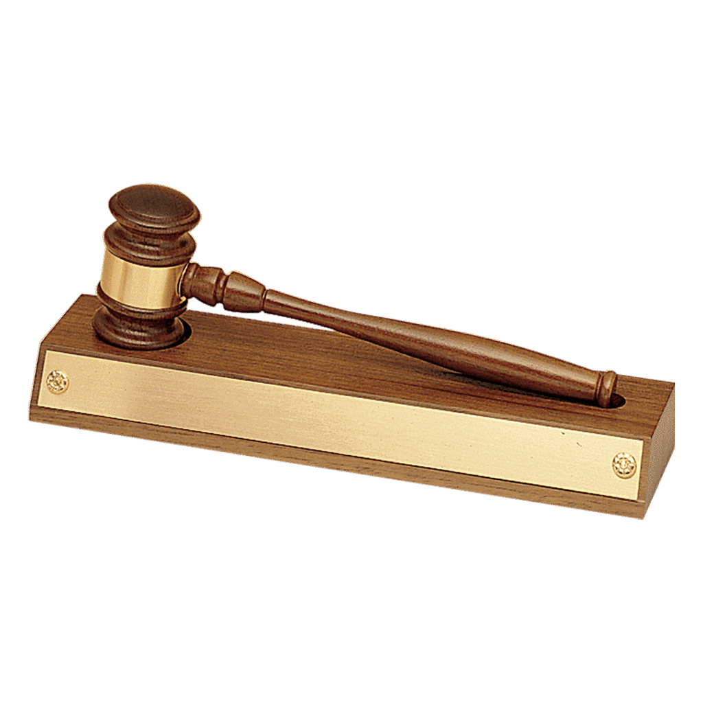 Walnut Gavel Base with Brass Plate (Base Only).