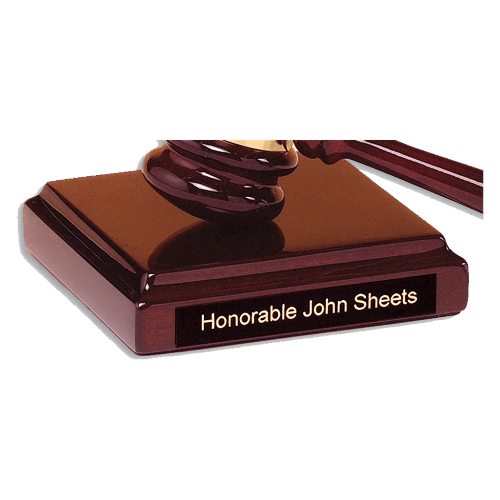Rosewood Finish Square Gavel Sounding Block.