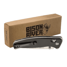 Anodized Aluminum Black Button Lock Knife.