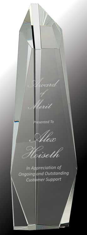 Clear Crystal Facet Slant-Top Tower.