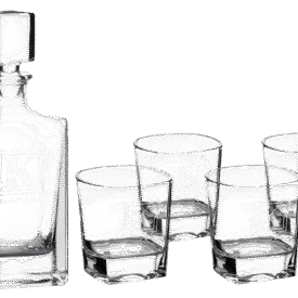 Rectangle Glass Decanter with 4 Glasses.