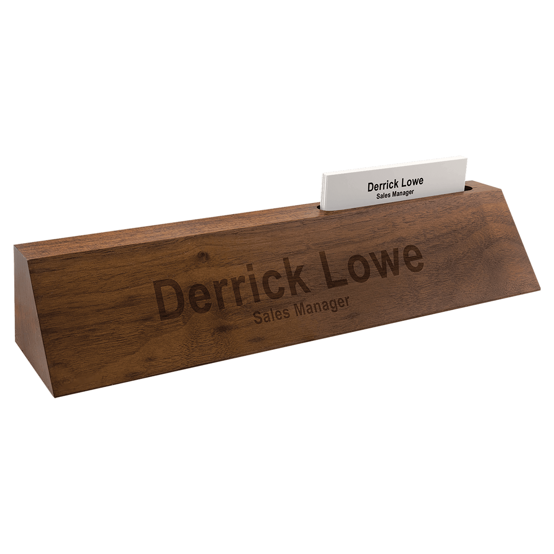 Genuine Walnut Desk Wedge with Card Holder.