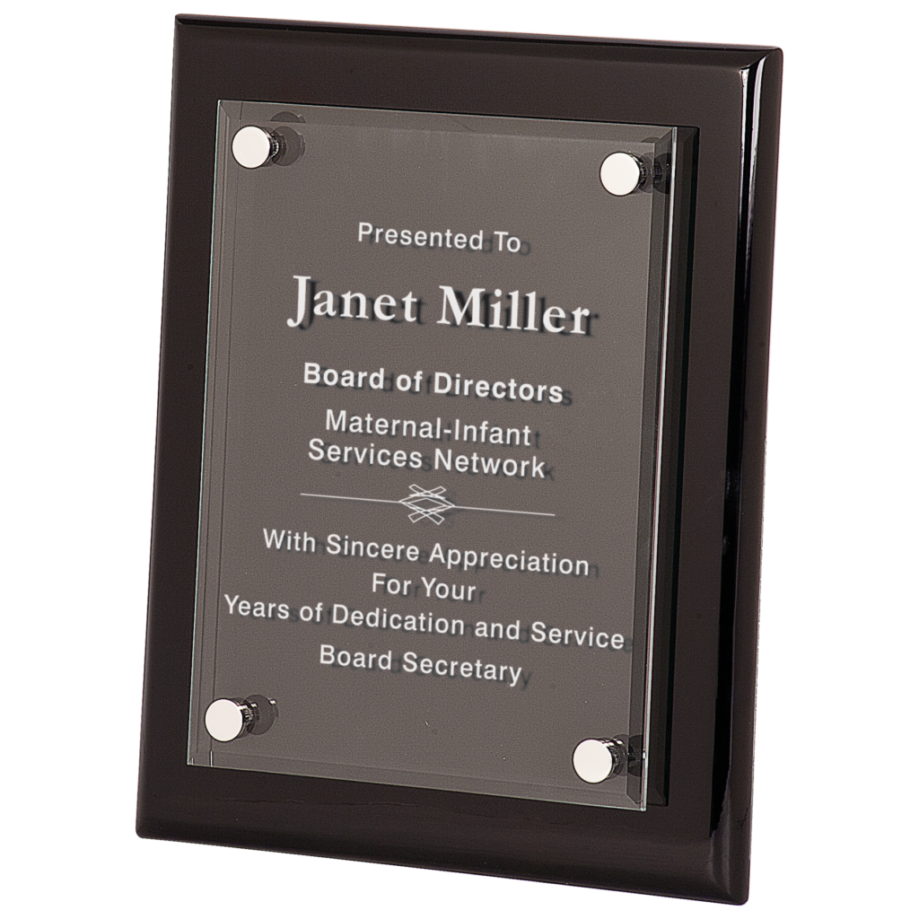Premier Black Piano Finish Floating Acrylic Plaque.