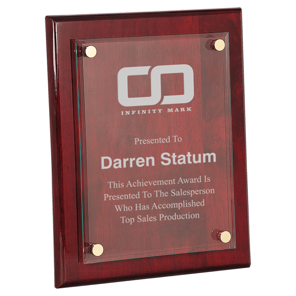 Rosewood Floating Glass Plaque.