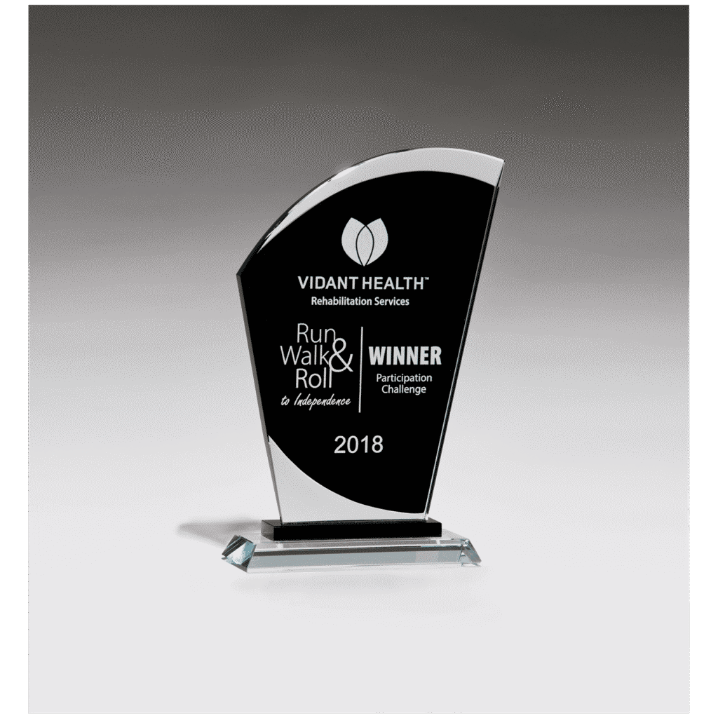 Sail Shaped Glass Award with Black Center.