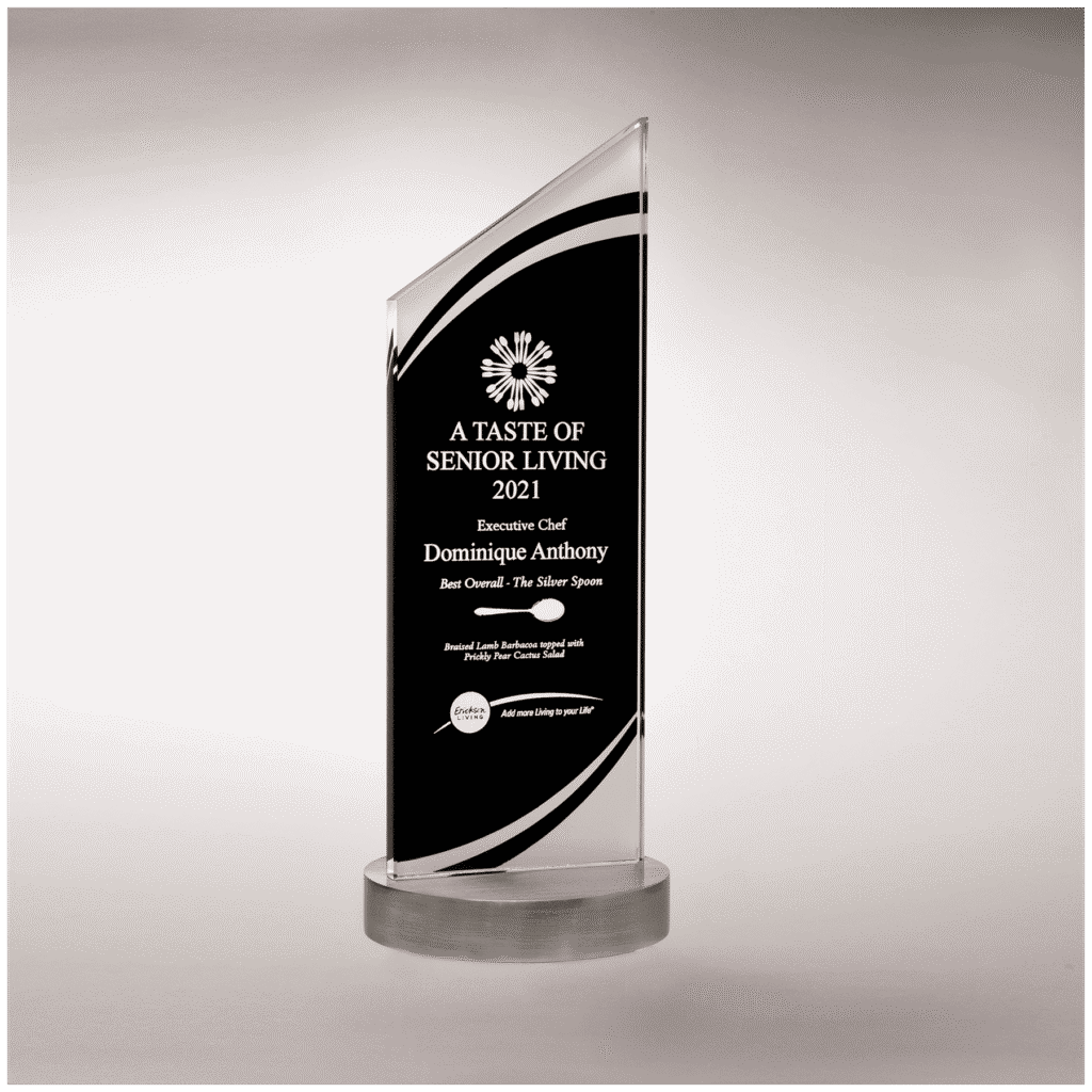 Black Silkscreened Glass with Frosted Accents.