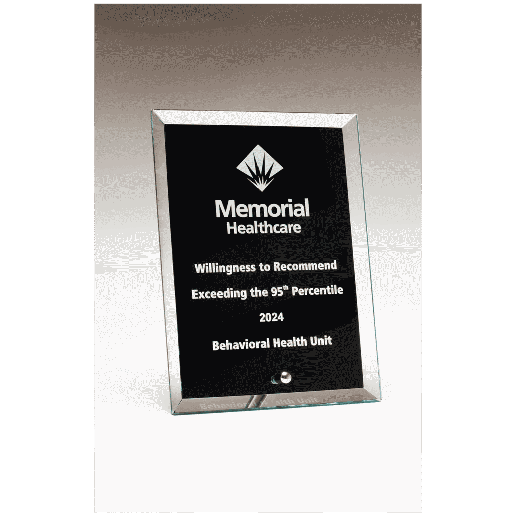 Clear Glass Plaque with Painted Black Background.