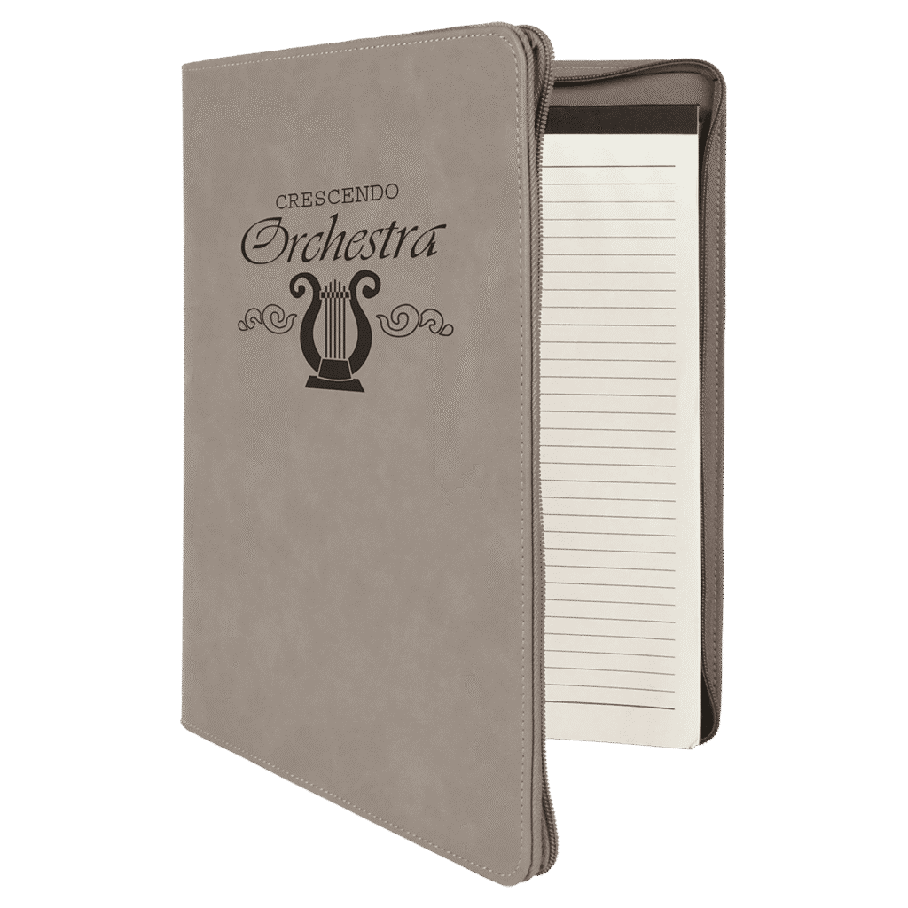 Laserable Leatherette Portfolio with Zipper/Lined Pad.