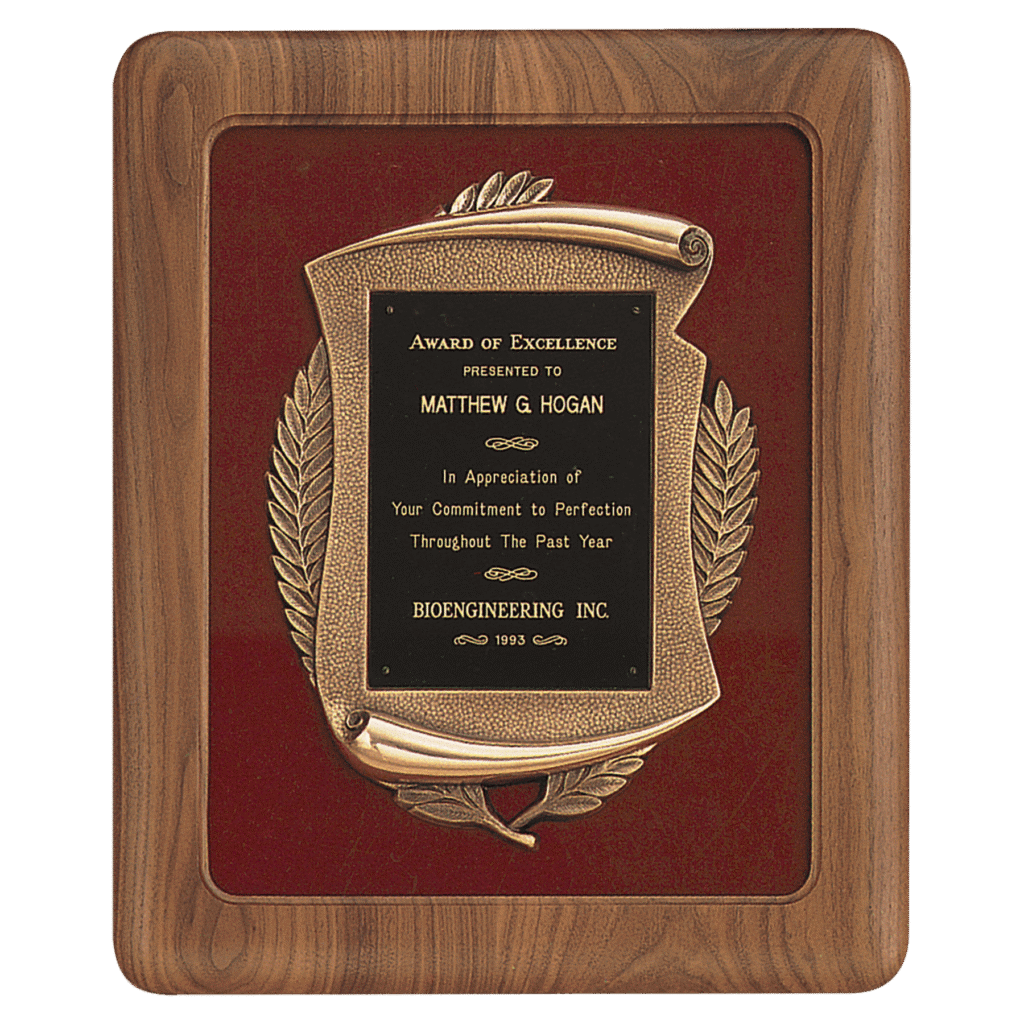 American Walnut Frame with Velour and Bronze Finish Frame.
