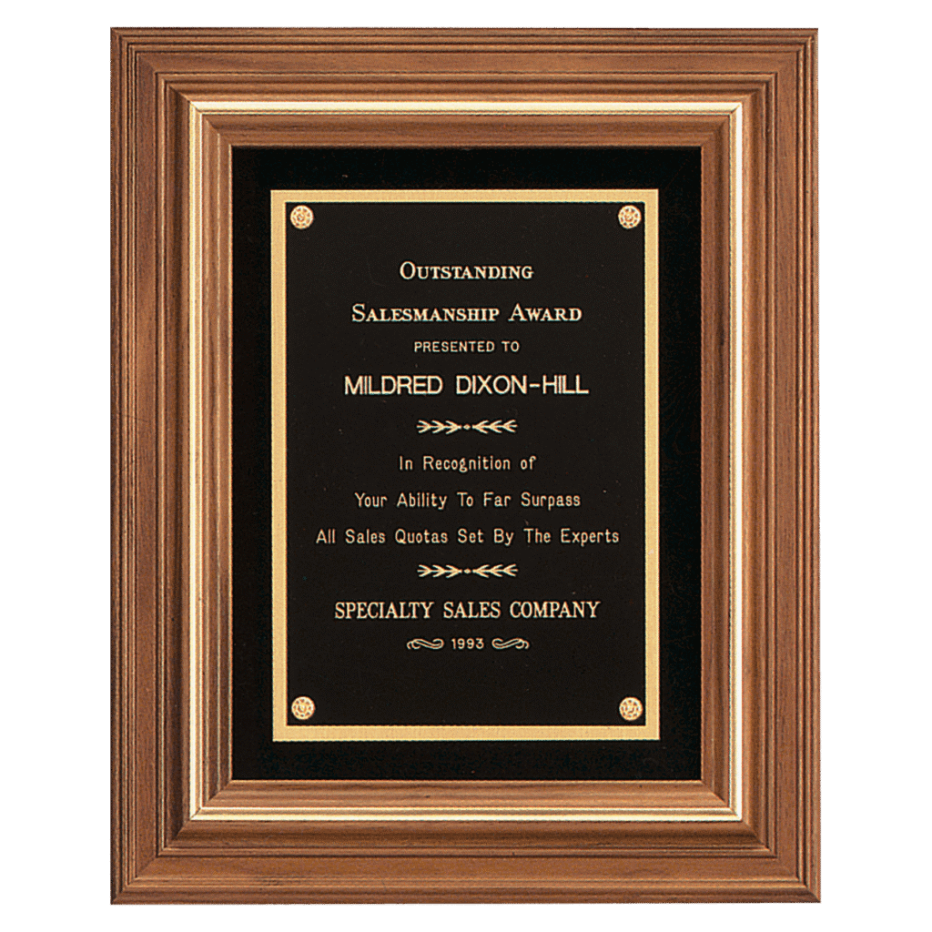 Walnut Framed with Gold Trim and Black Velour.