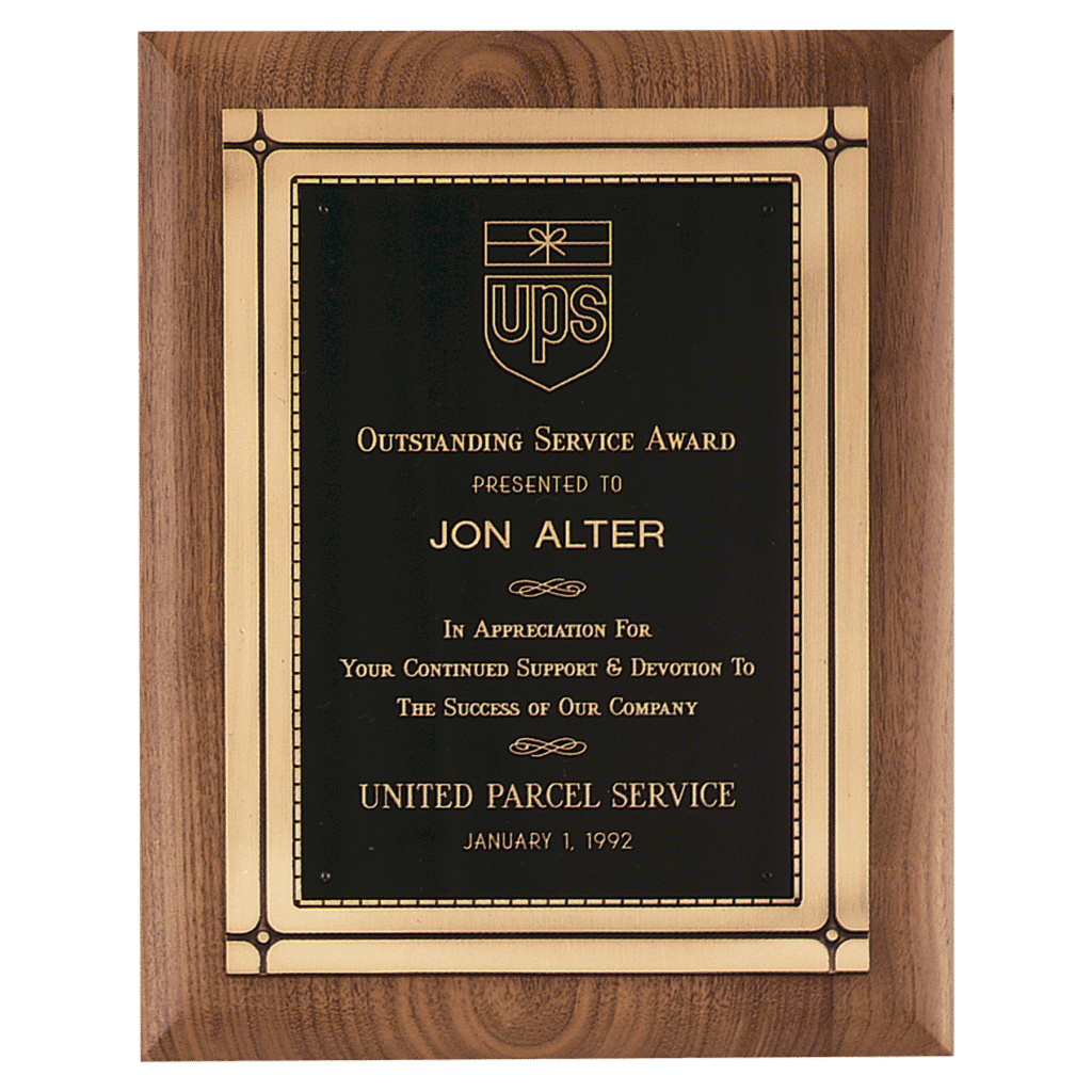 Walnut Plaque with Antique Bronze Casting and Phoenix Frame.