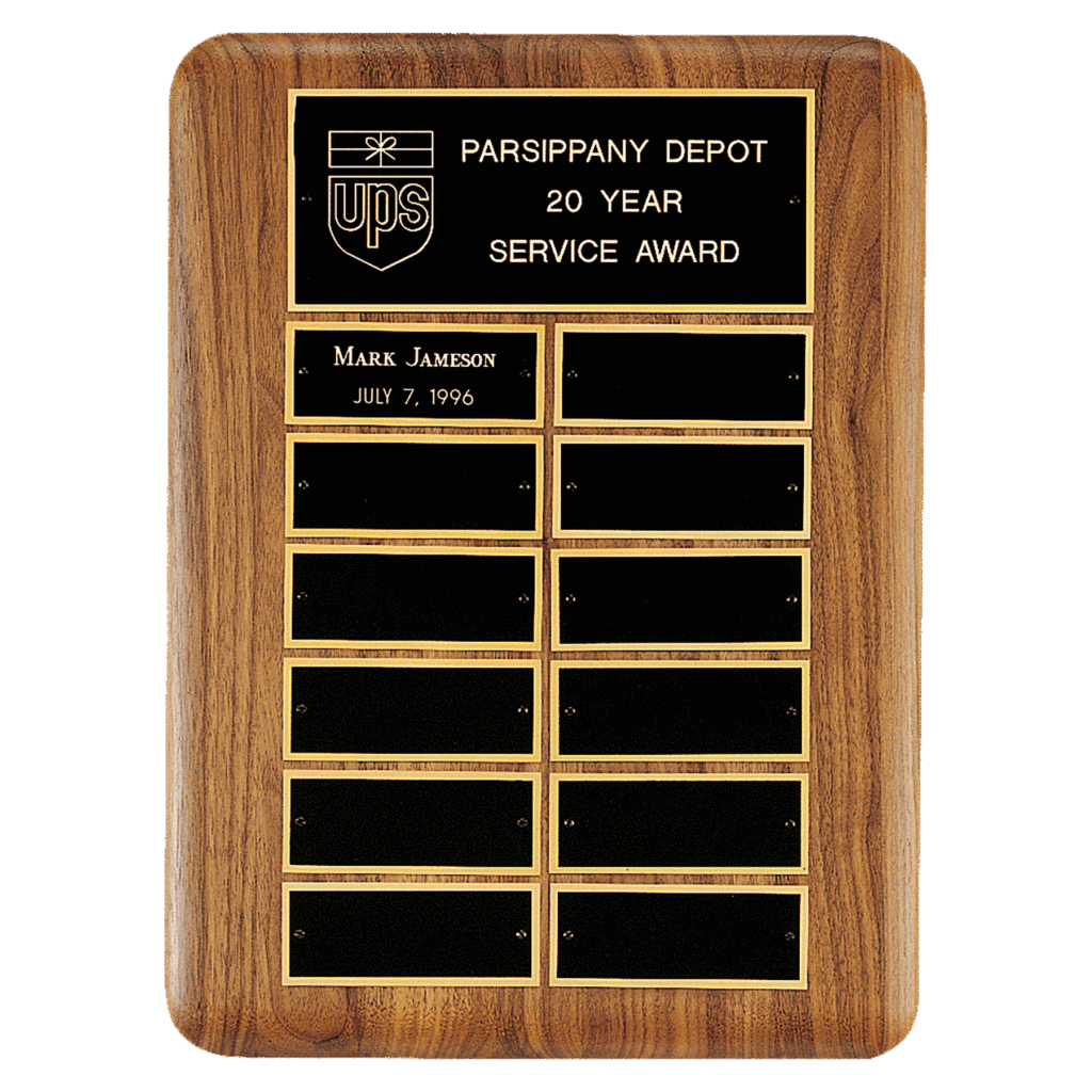 Walnut 12 Plate Perpetual Plaque.