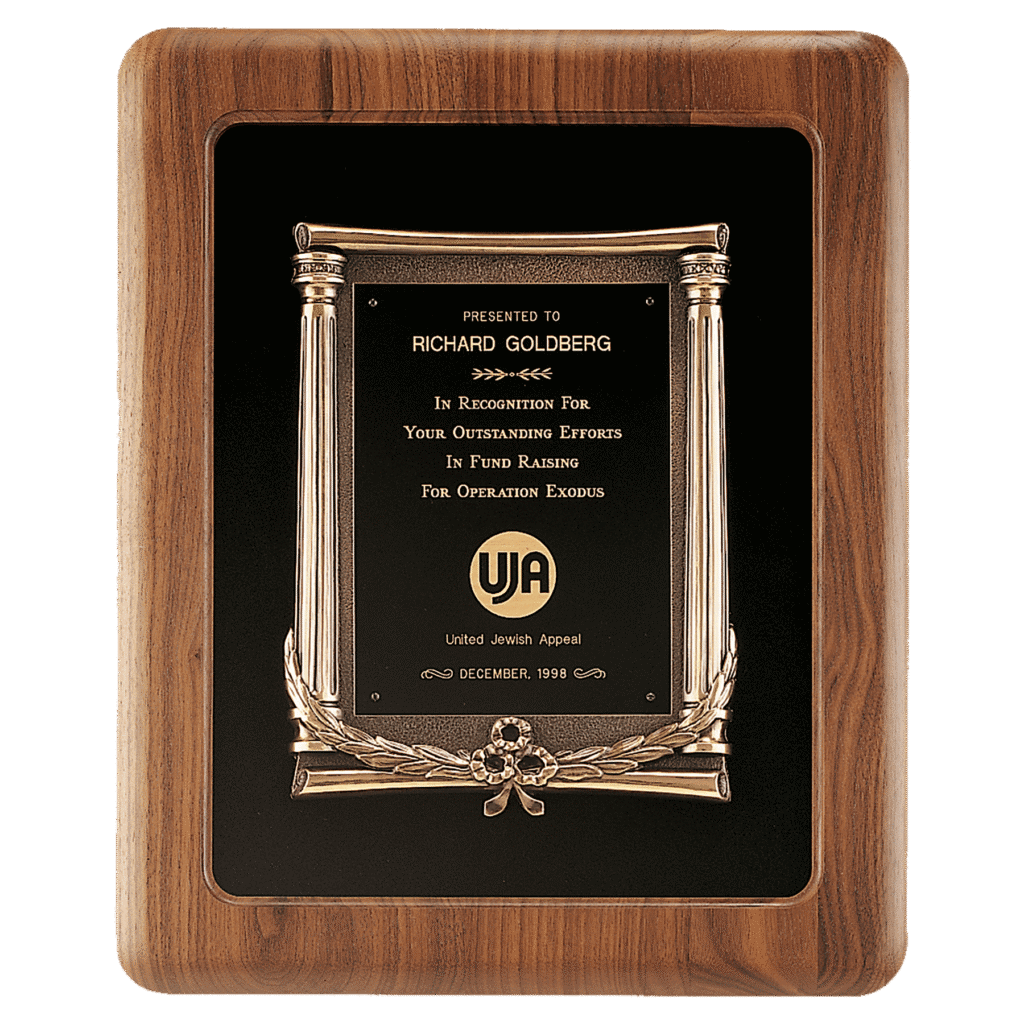 Walnut Frame with Black Back and Antique Bronze Cast Frame.