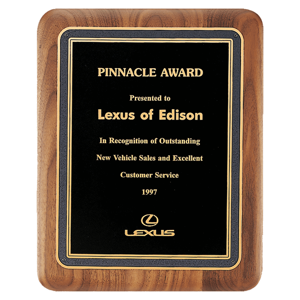 Walnut Plaque w/Textured Black Plate.