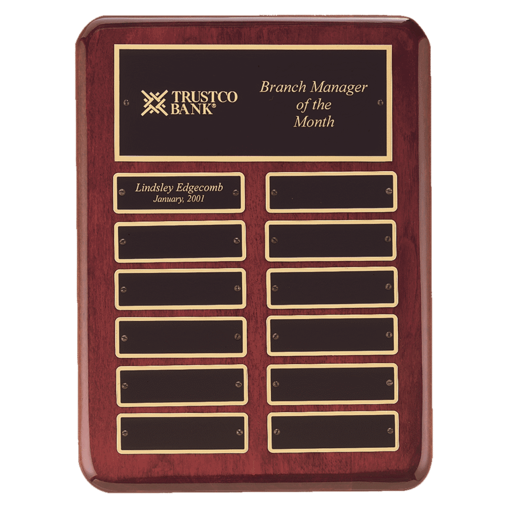 Rosewood Piano Finish Perpetual Plaque.