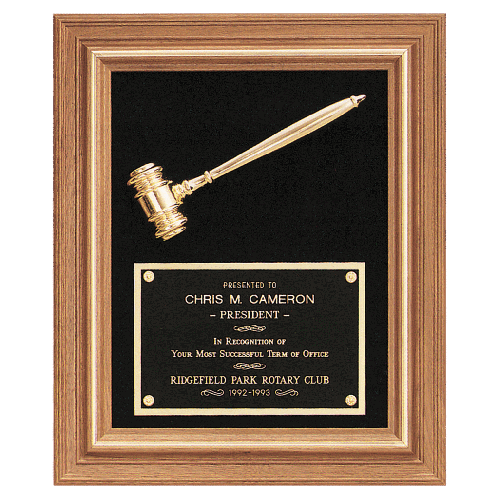 Gold Electroplated Metal Gavel on Velour.