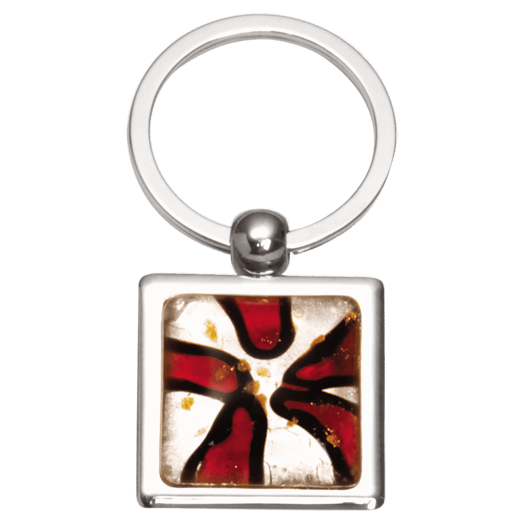 Art Glass Decorated Key Ring.