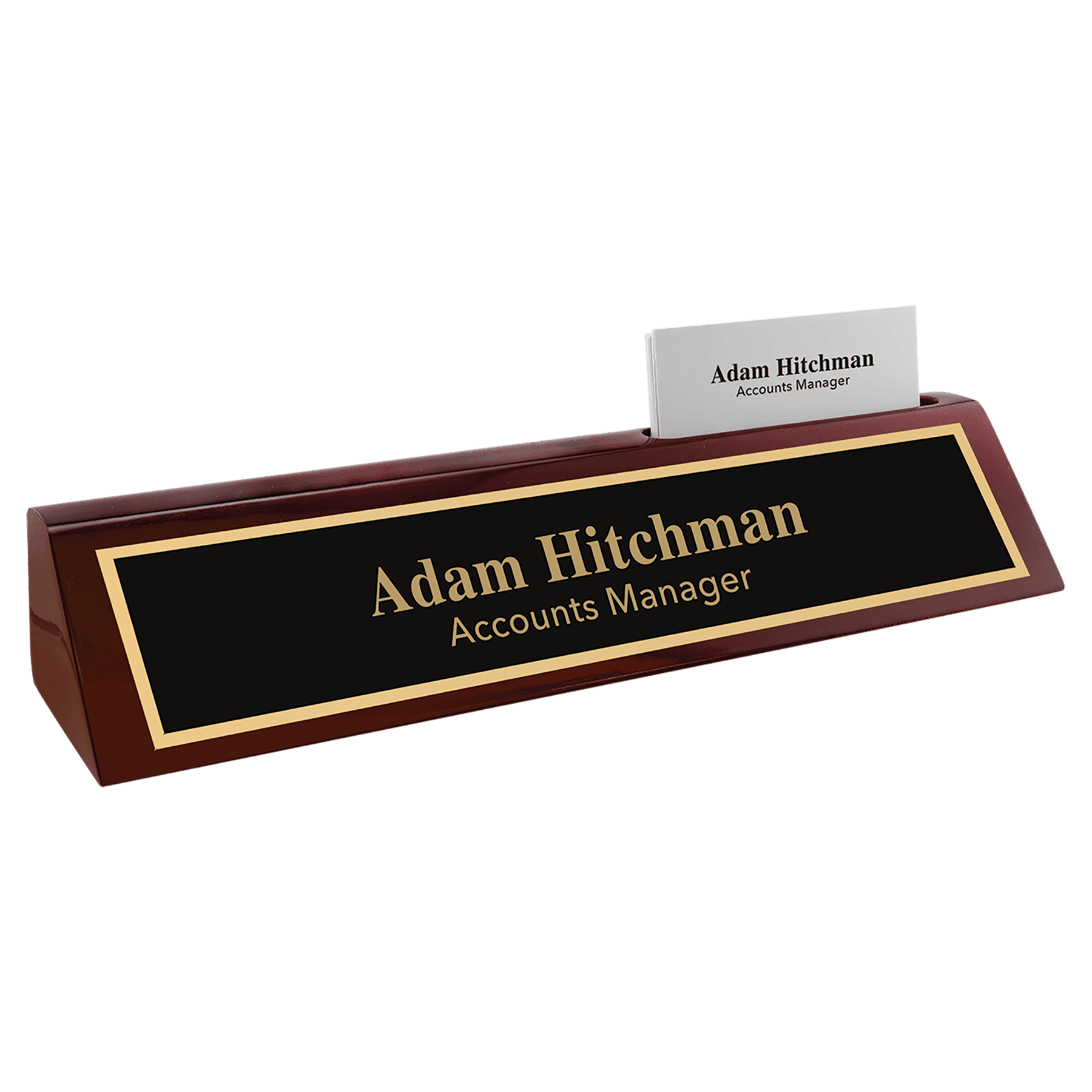Rosewood Piano Finish Desk Wedge with Card Holder.